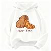 Felpa con Cappuccio Trendy Stampa Capibara Cartone Animato Che Mangia Cibo Felpa per Bambini Felpa Carina per Ragazzi Ragazze Autunno Primavera Felpe Casual