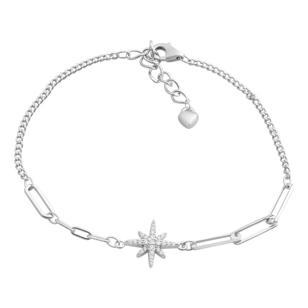 Silver Bracelet with Cubic Zirconia, Product Weight 2.81 G (2190615)