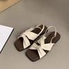 Flat sandals women's summer wear new versatile French beautiful fairy style with skirt travel seaside Roman shoes
