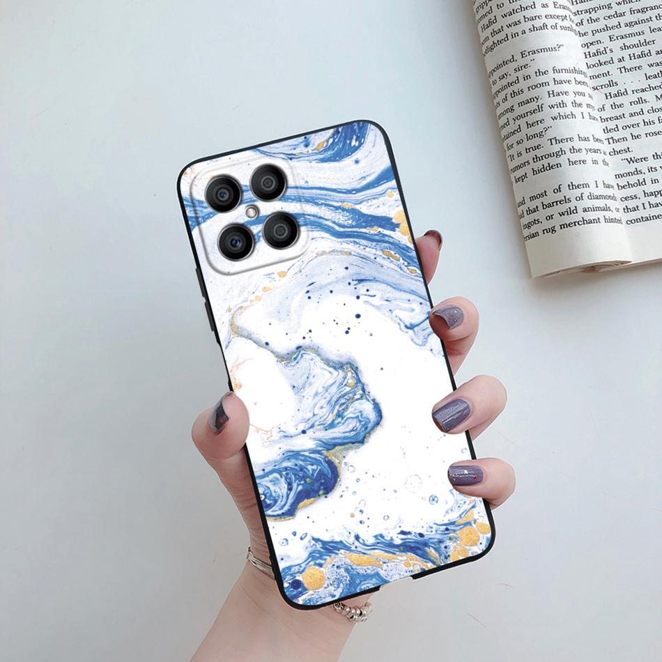 For Huawei X8 Case Fashion Flower Cartoon Pattern Soft Silicone Back Cover For Honor X8 4G TFY-LX1 TFY-LX2 TFY-LX3 HonorX8 Funda