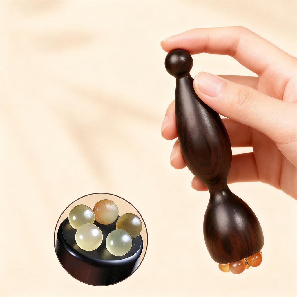 Wood Horn Small Lotus Eye Massager Facial Gua Sha Tool forStimulation Acupressure Lymphatic Drainage and Skincare