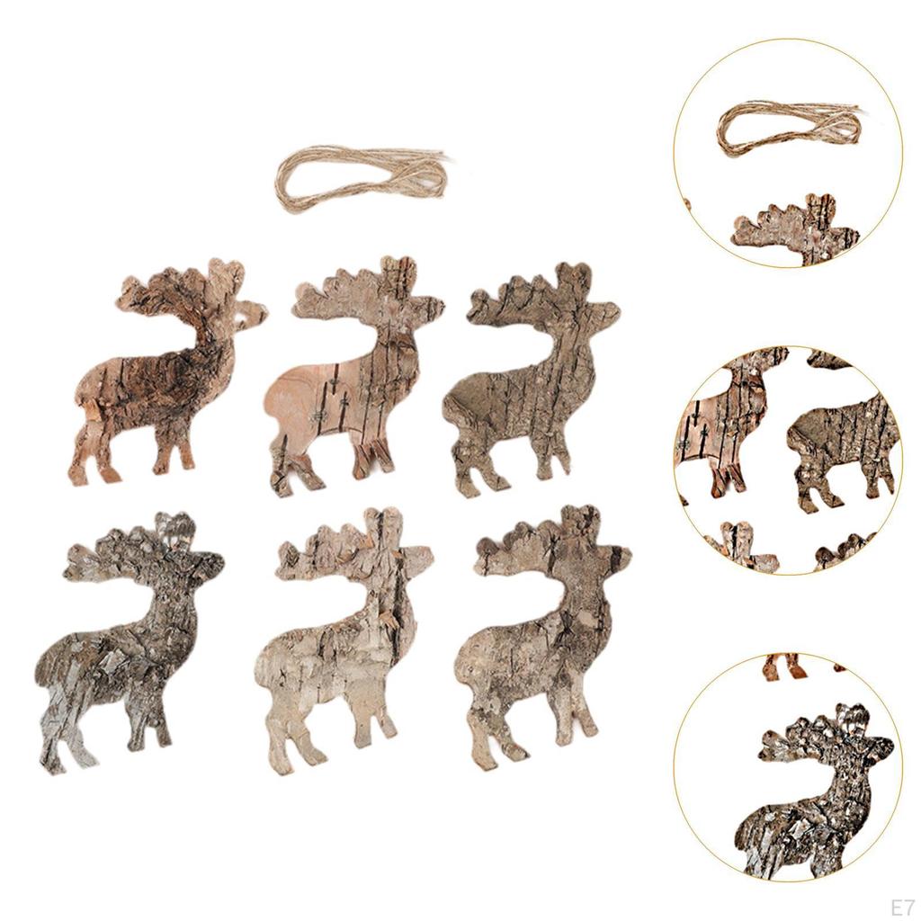 6 Pack Wooden Christmas Hanging Ornaments for Window Living Room Bedroom Farmhouse Decor