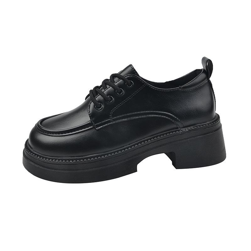 

Черные ретро туфли на платформе из маленькой кожи женские весенне-осенние новые на толстом каблуке туфли Мэри Джейн детские 40 матовый черный