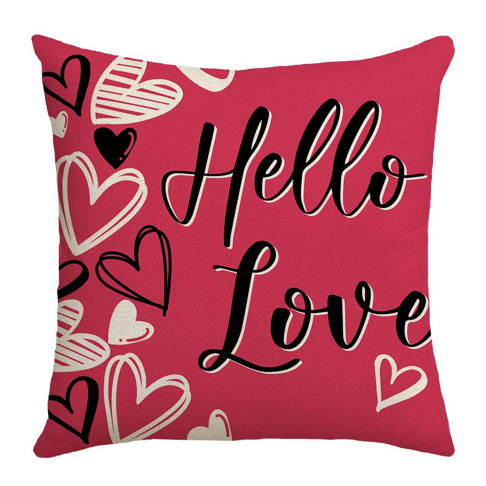 New Sofa Cushion Valentine's Day Gift Love Cushion Linen Print Versatile Lumbar Cushion