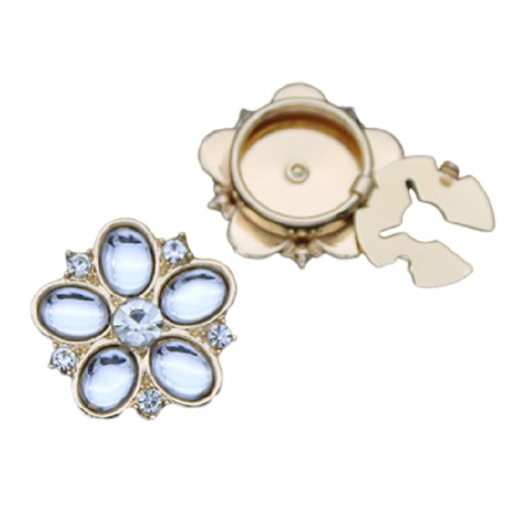 Shirt Button Cover Decorative Button For Women Wedding Accessories Rhinestones Flower Design Button Clip for Formal Shirt