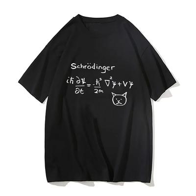 Spaß Schrödinger Katze Quantenmechanik T-shirt Mode Comic Comic Mann Formel Hübscher T-shirt männer baumwolle T-shirt