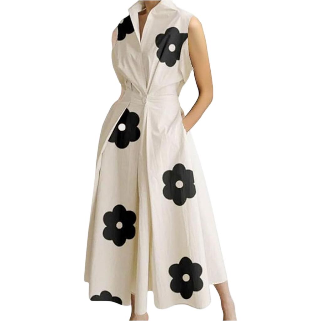 Women's Sleeveless Plus Size Casual Women's Clothing, Fashionable Loose And Large Swing Dress