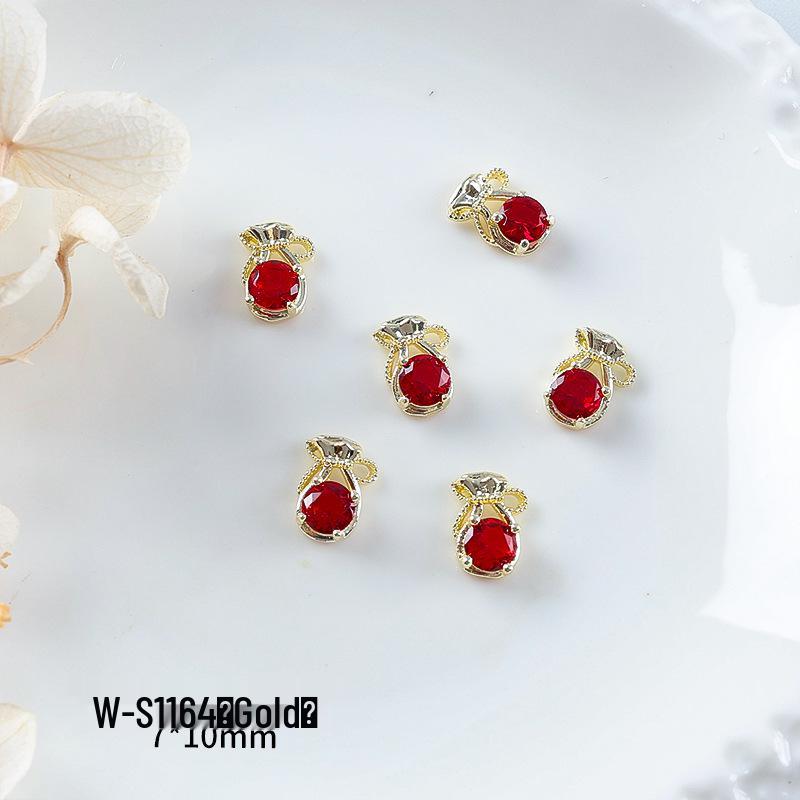 Nový rok nail art: Luxusní přívěsek Fortune Bag ze zirkonu a zlatem vykládané nositelné doplňky na nehty s kamínky