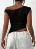 1pc Womens Summer Off The Shoulder Sleeveless One Shoulder Ruched Asymmetrical Y2K Tank Top