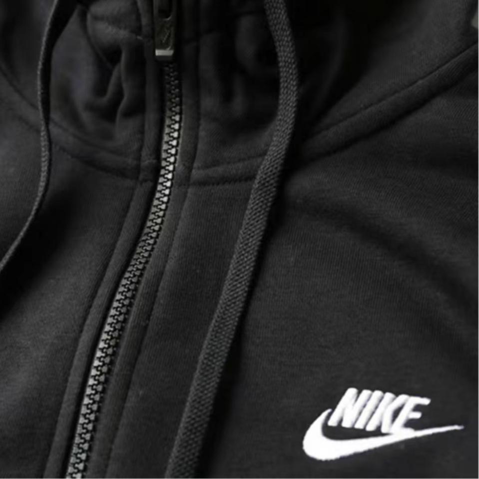 Nike Buchstabendruck Kapuzen-Reißverschluss Langarm-Sweatshirt Schnelltrocknend Bequem Lange Hose Lässiger Sportanzug Herren Sweatshirt, Hose BV2649-010+DD5004-010