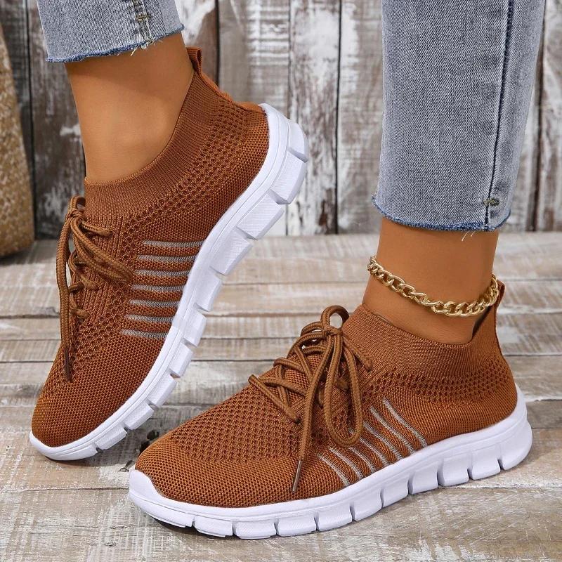 Summer Women Mesh Breathable Casual Shoes Woman Slip On Lightweight Sneakers Girl Lace Up Fashion Comfortable Walking Shoes