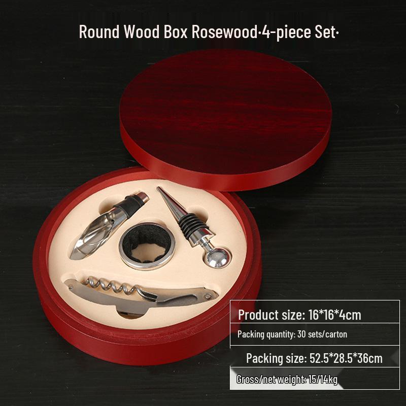 Premium Wine Opener Gift Set: Stainless Steel Pourer, Leather & Wooden Box, Waiter's Knife Corkscrew Barware