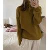 Autumn Winter Stand Collar Loose Casual Zipper Pullover Sweater Women Solid Color All-match Bottomed Knitting Top