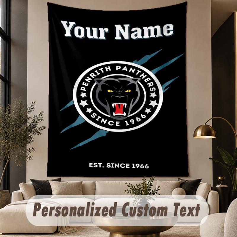 Custom Text Tapestry Penrith Panthers Print Wall Tapestry Indoor Living Room Wall Decor