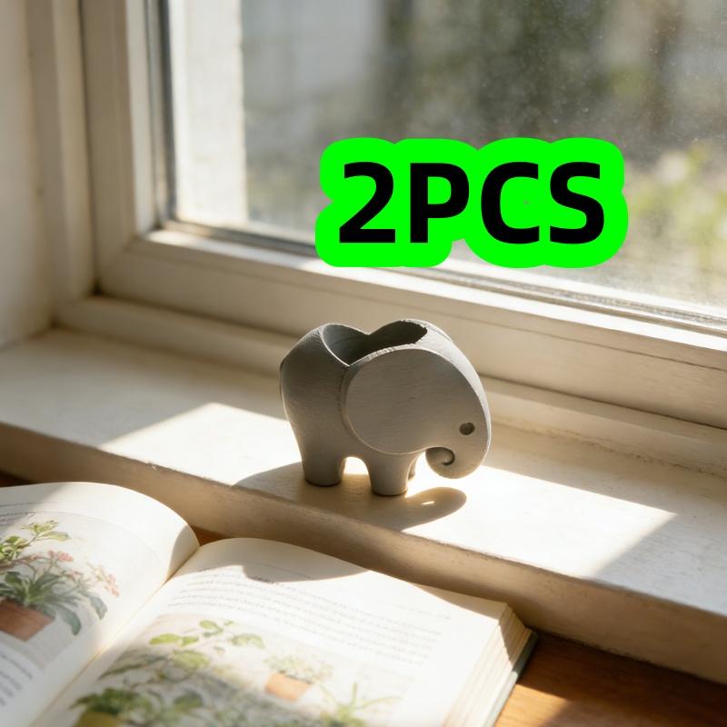 

2-Piece Set of Elephant-Shaped Flower Pots, Plant Pots, Vases or Pencil Holders, Decorative Items for Living Room Tv Cabinets, Durable Plastic