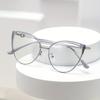 fashionable anti blue light glasses unisex color shift metal cat eye frame trendy vision care eyewear for women men