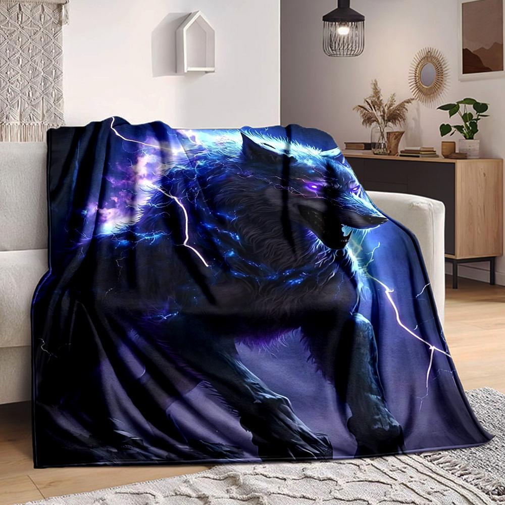 1PC Electric Wolf Blanket, Throw For Sofa, Bed, Travel, Printing Blanket With Soft And Warm Fabric yy250918160 75x90cm