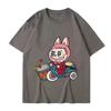 Labubu Cute Pet Print Summer T-shirt Men's Slim Ins Harajuku Short-sleeved K2y Couple Fishing Suit