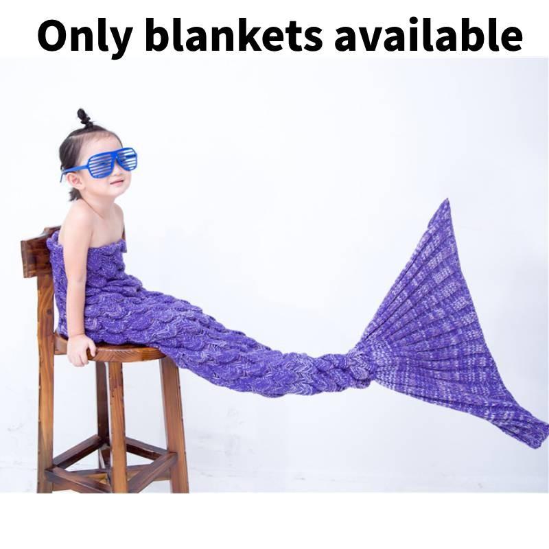

Fish Scale Vintage Pattern Mermaid Woollen Blanket Knitted Cozy Spring Autum Purple Kid