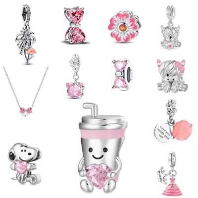 New Copper Pink Exquisite Puppy Water Cup Princess Dress Pendant,Fit Bracelet Necklace Diy Women'S Jewelry Accessories