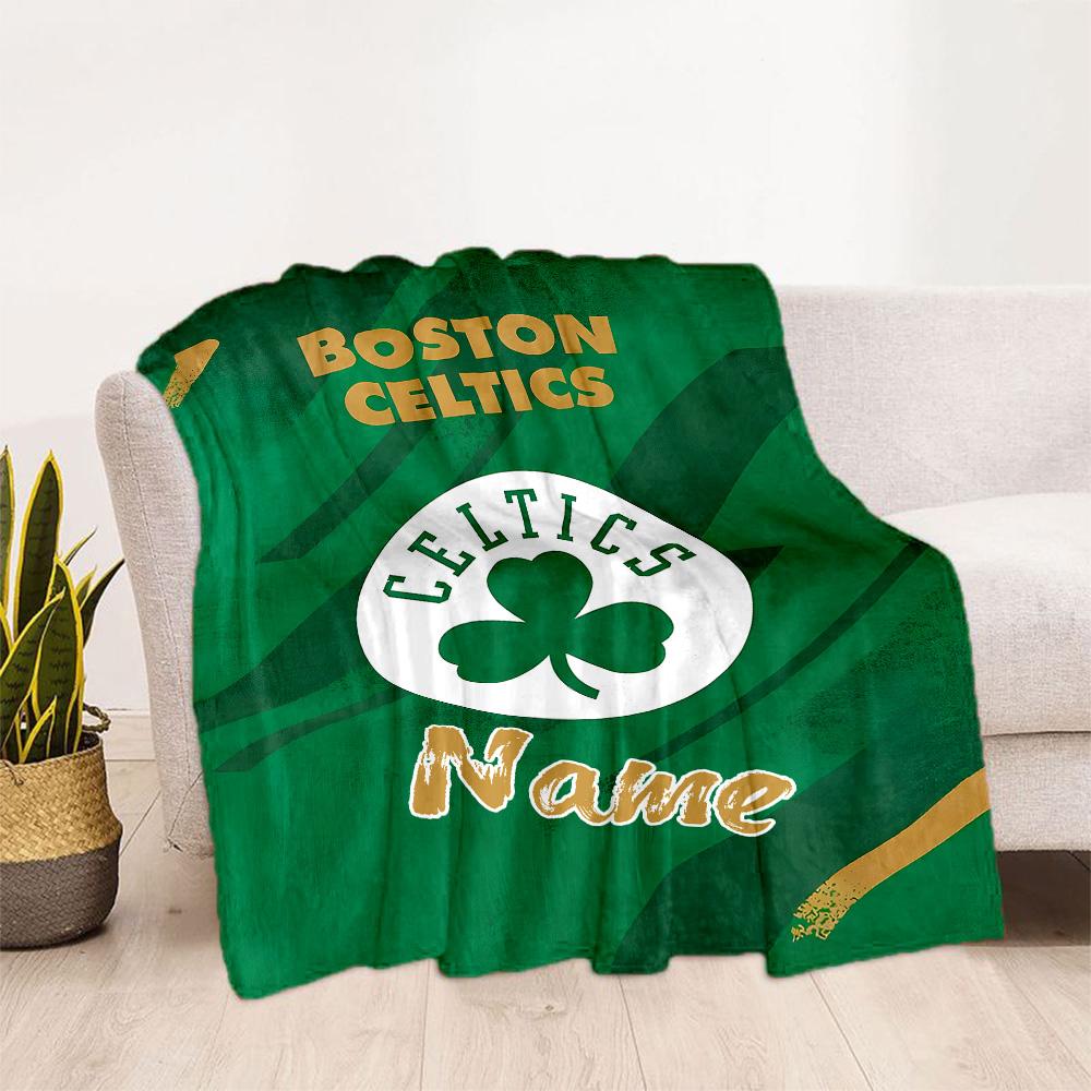 Boston Celtics Fan Gear Personalized Text Blanket Multi-purpose Customizable Blanket Soft & Cozy Versatile for Picnics Couch Living Room Bedding
