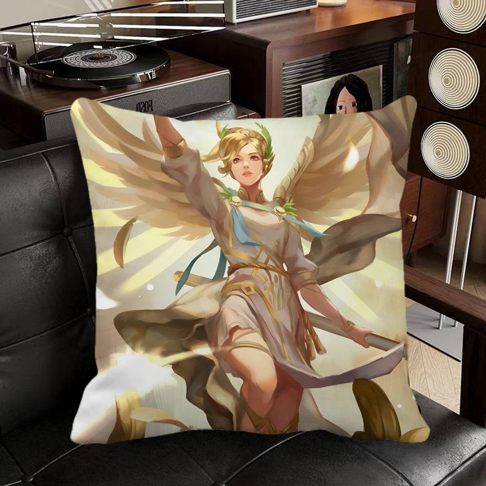 Mercy Overwatch Game Pillow Case Square Pillow Bedroom Sofa Leisure Comfort Cushion Car Home Decoration