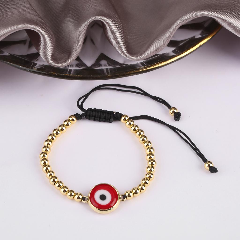 10 Colors Gold Plated Copper Beads Braided Evil Eyes Glaze Luxury Bracelet for Woman Girl Fashion Ward Off Evil Zircon
