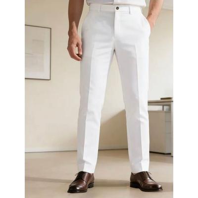 Mens White Straight Leg Formal Dress Pants