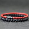 Noter 2Pcs Men Bracelet Set 4mm Genuine Leather Braclet Homme 6mm Black Onyx Stone Beaded Braslet Paired Matching Brazalete Gift