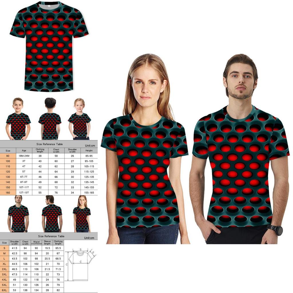 Hypnosis Honeycomb 3d T-shirt Men Women Kids Vibrant Colorful Print Short Sleeve Tee
