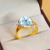 Aquamarine Oval Cut With 925 Sterling Silver Gold Plated Ring For Men's #A728 JL375659006675
