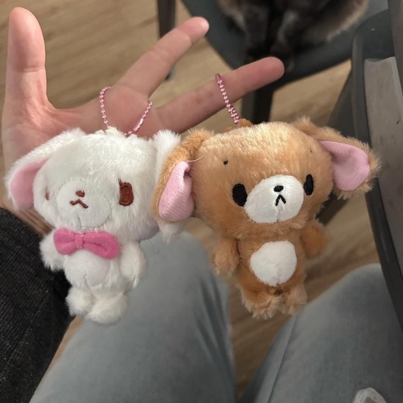 8CM caramel bunny couple plush toy keychain kawaii Caramel Sugar bunnies Stuffed doll fuzzy mini White rabbit bag charm
