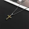 European-American Lava Cross Necklace: Non-Fading, Trendy Two-Tone Titanium Steel Cross Pendant for Men.