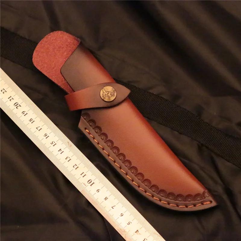 1pc Cow Leather Knife Sheath Scabbard Outdoor Straight Knife Holster Carrying Case Belt Loop Case Protective Cover Parts