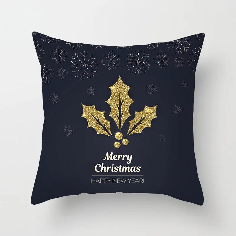 Christmas decoration cushion cover black gold elk print pillowcase sofa ornaments bedroom room home  holiday gift