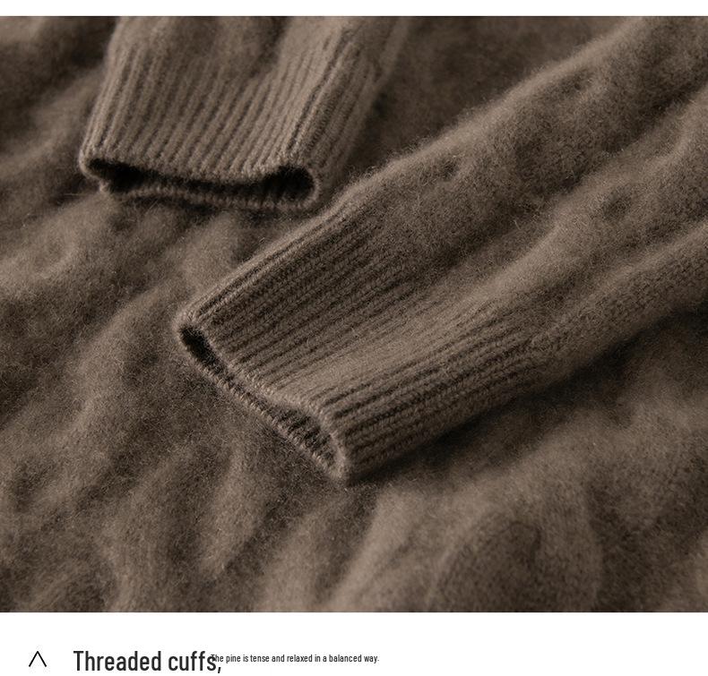 Women's Retro Cable Knit Round Neck Cashmere Sweater - Thick and Skin-Friendly for Autumn/Winter
