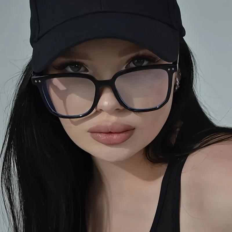 4PCS Blue Light Blocking Glasses Frame Unisex Retro Artistic Flat Top Fashionable round Face Suitable for Men And Women