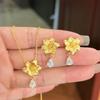 Zhu Zhi Fan Sterling Silver Flower Teardrop Necklace – Elegant Light Luxury Style for Women.