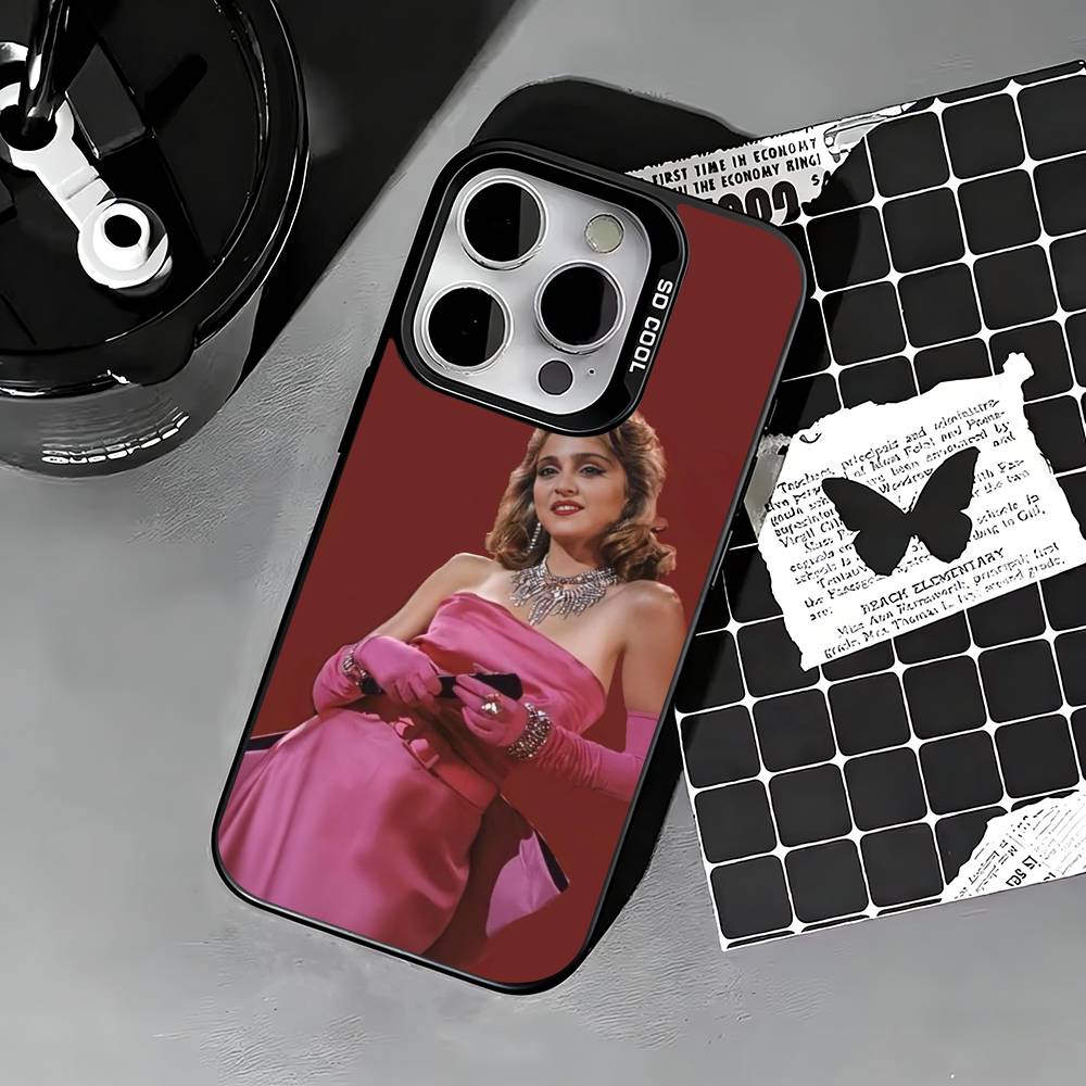 Sängerin M-Madonna Handyhülle Für iPhone 17,16,15,14,13,12,11 Plus,Pro Max,XS,Farbige silberne Handyhülle