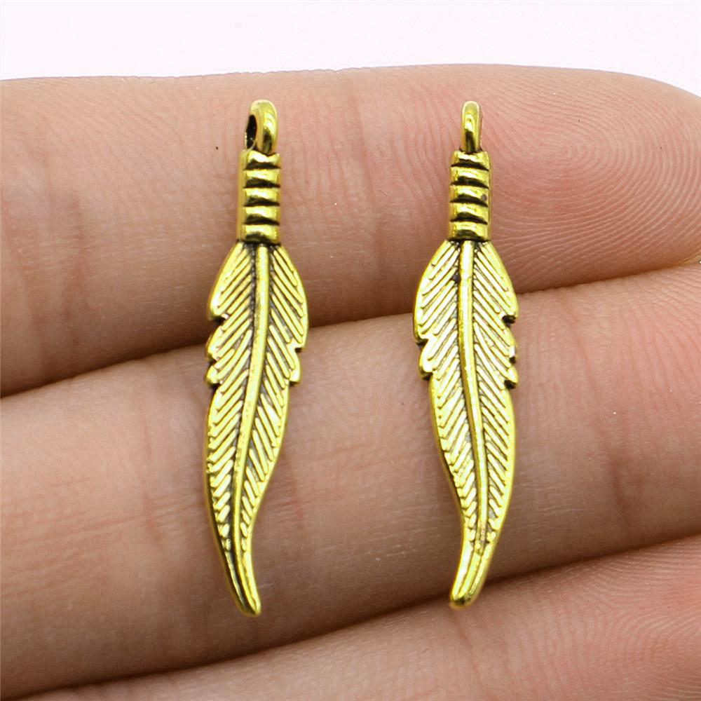 Feathers Leaf Nature Charm Antique Bronze Zinc Alloy Jewelry Making Supplies Bracelet Making Style Pendants