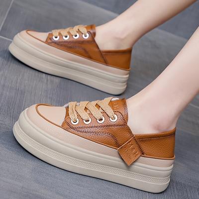 Women's Simple Platform Sneakers, Casual Lace Up Outdoor Shoes, Comfortable Low Top Faux Leather Shoes