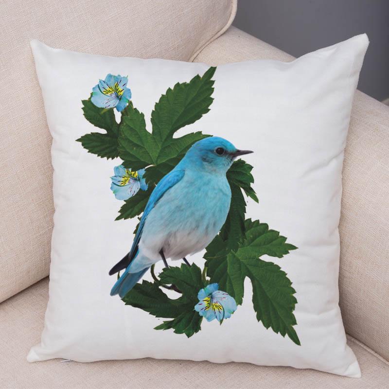 Super Soft Soft Plush Watercolor Lovely Birds Flower Robin Tit Finch Goldfinch Sparrow Berries Tufted Cushion Cover Pillow Case