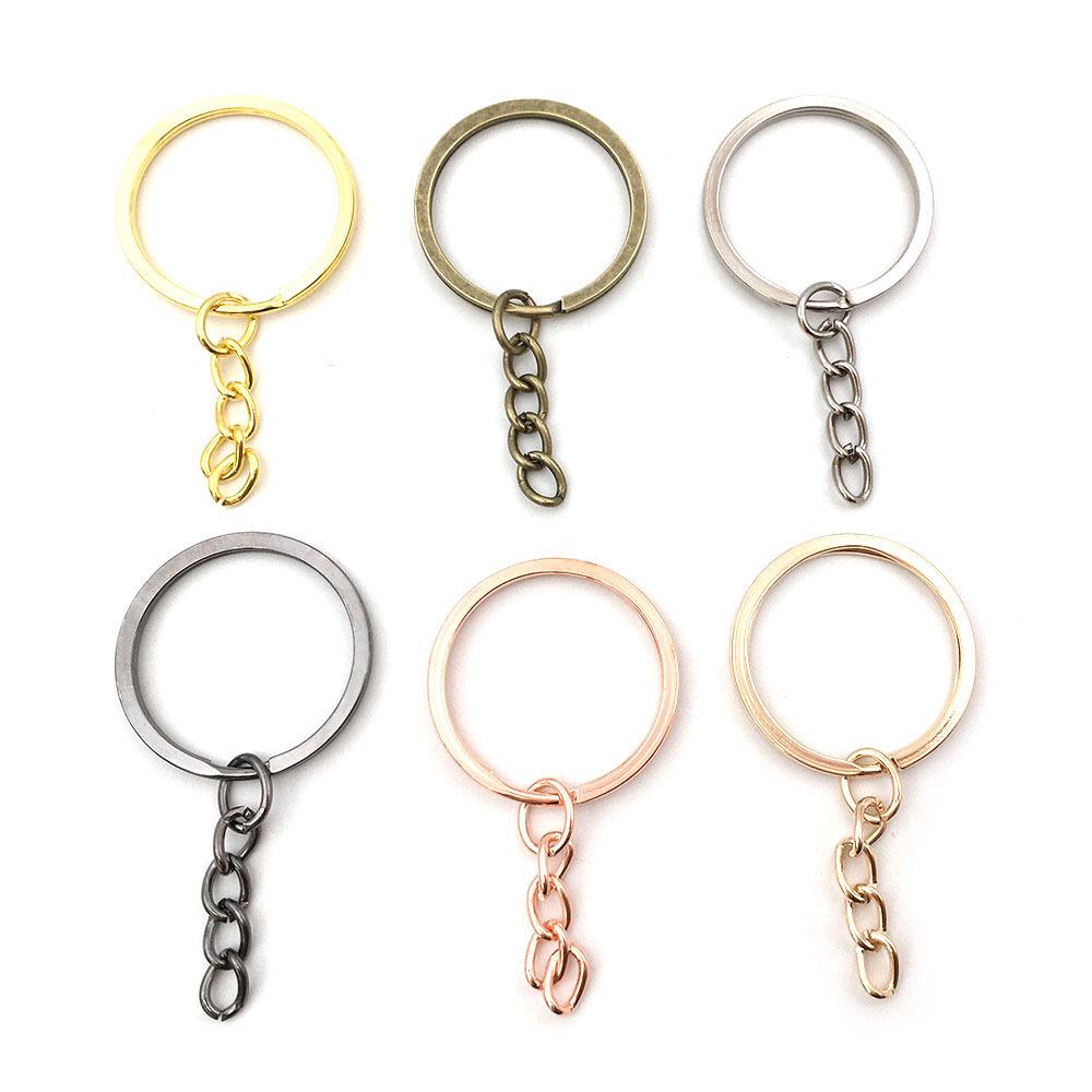 White Keychain Pendant Charm with Antique Gold Chain for DIY Jewelry