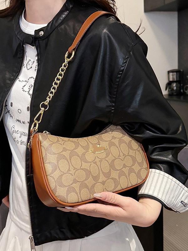 Řetízková kabelka ve tvaru knedlíku s potiskem písmen: Všestranná 25cm módní kabelka přes rameno a crossbody