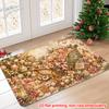 1pcs Christmas Welcome Door Mat Vintage Gold Winter Holiday NonSlip Entryway Rug For Home Decor