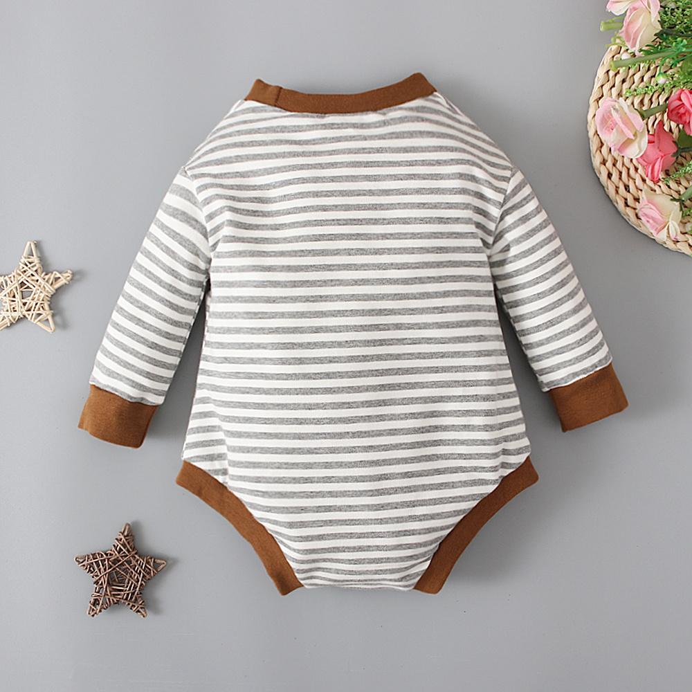 Novorozenci Chlapci Dívky Dlouhé Rukávy Pruhované kombinézy Oblečení pro 0-24 měsíců