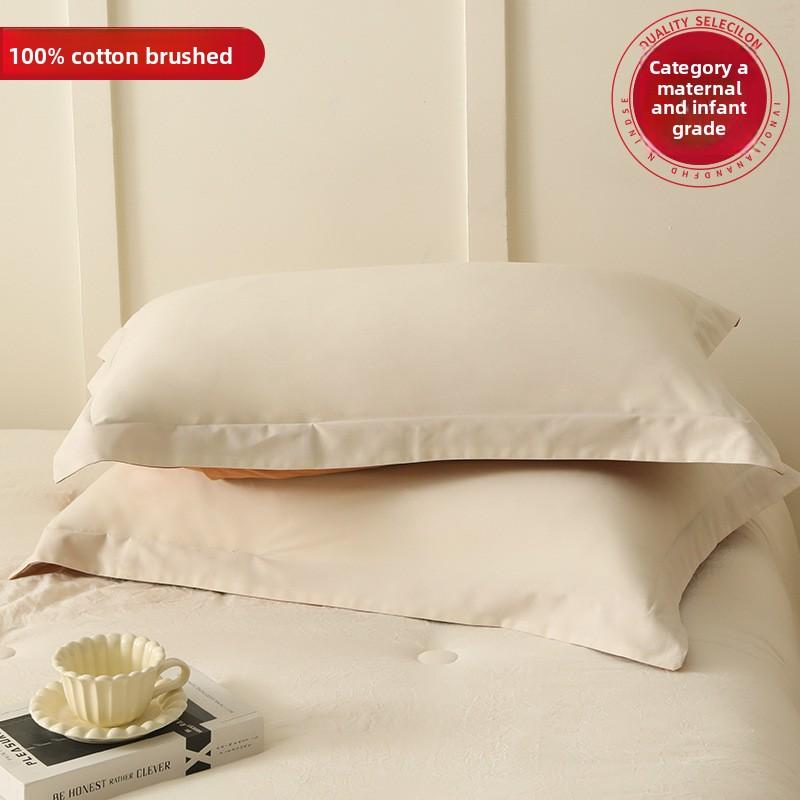 Maternal and Infant Class A Cotton Abraded Pillowcases One Pair of Pure Cotton Thickened Pillowcases Pillow Core Liner Covers Household 48X74cm