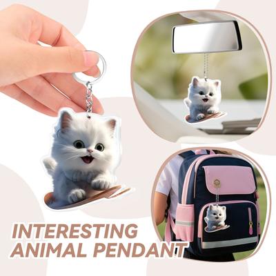 2D Sevimli Araba Akrilik Düz Dikiz Aynası Kolye Anahtarlık Aksesuarları