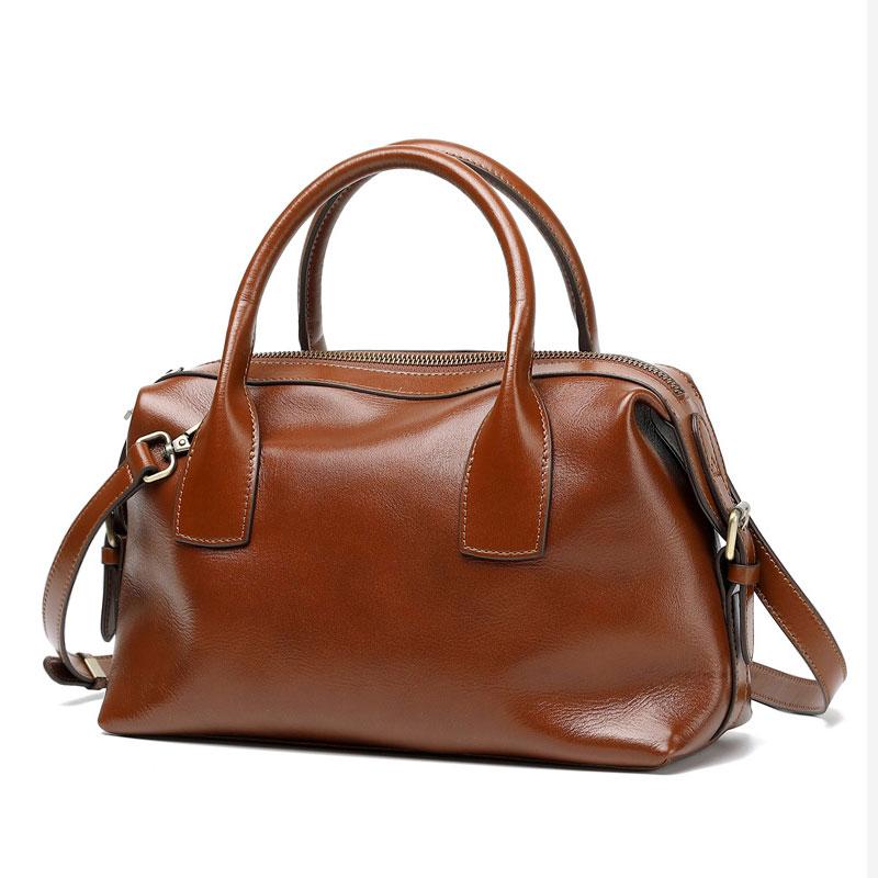 Genuine Leather Women's Bag Vintage Luxury Designer Bost Handbag Women Versatile Shoulder Bag Cowhide Female Crossbody Bags