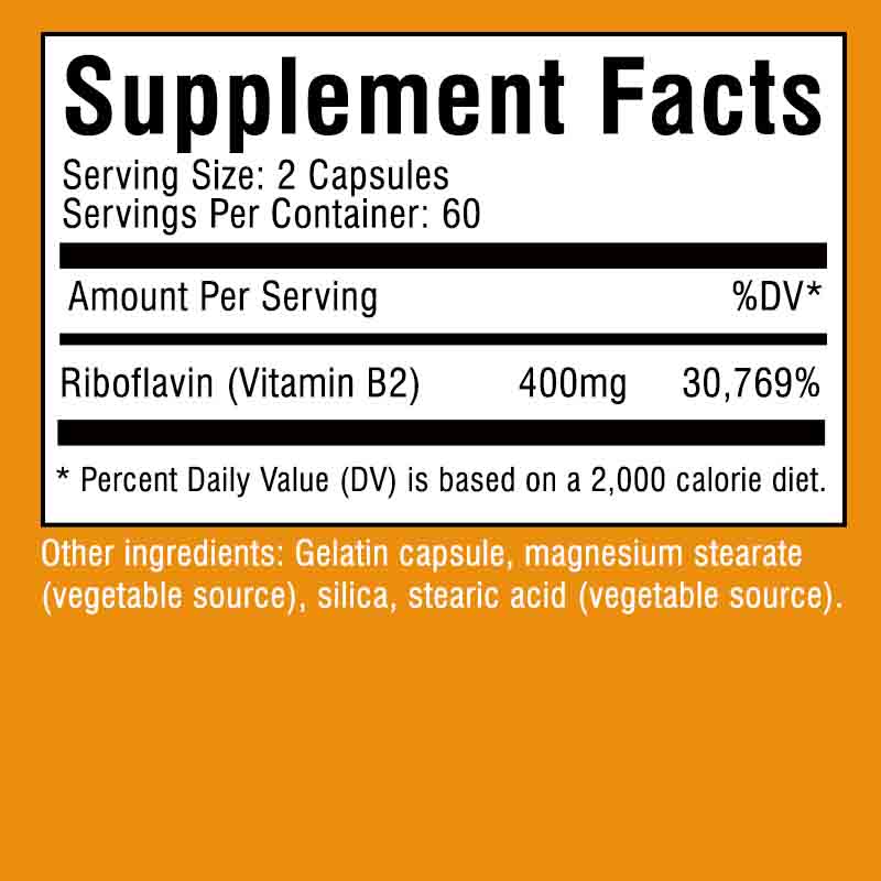 Vitamin B2 Capsules, 400mg High-Dose, Immune Support, Suitable for Men and Women